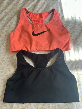 Nike Racerback Sports Bras in Coral and Black - Women's Active Support